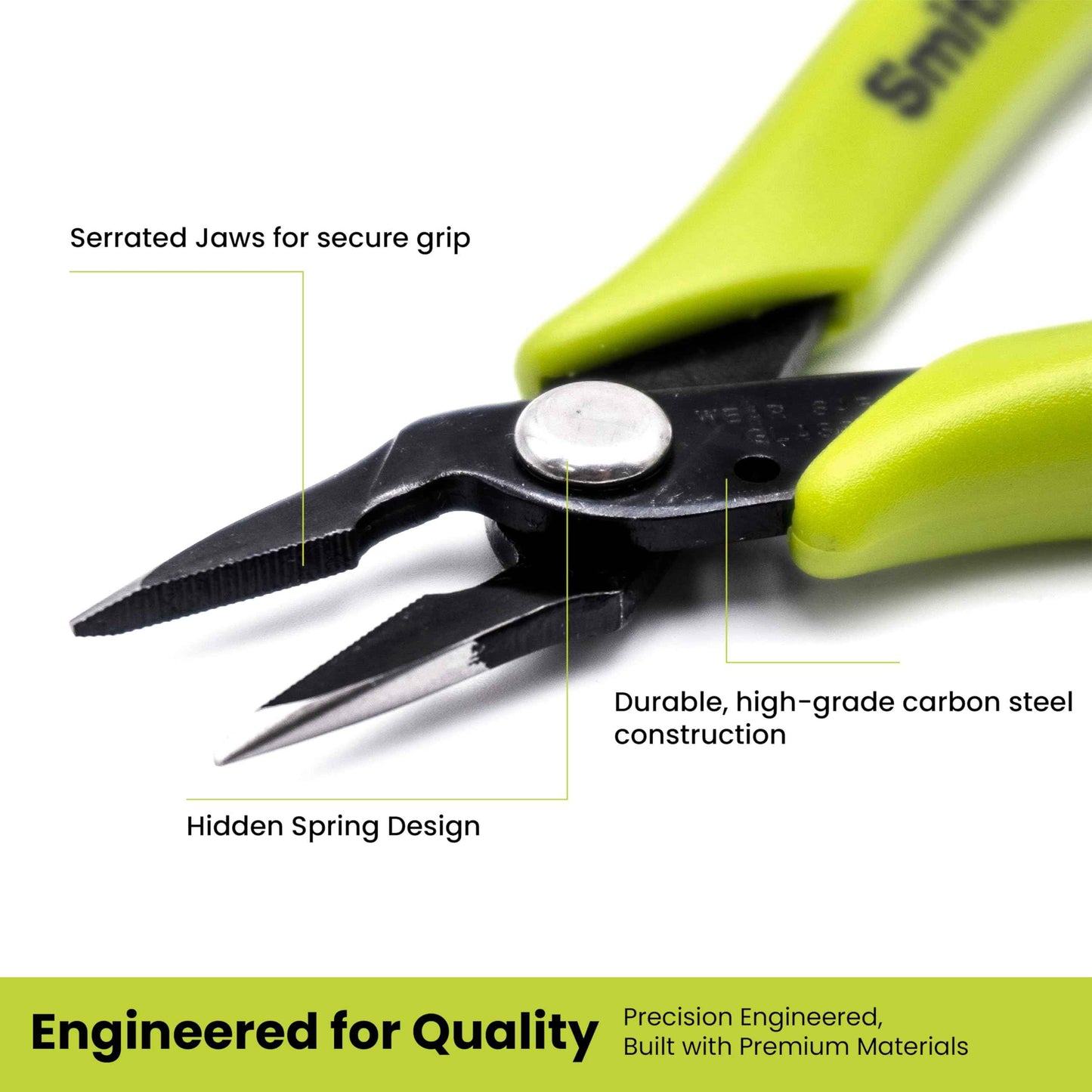 Smithology 5.3" Mini Needle Nose Pliers 3-Pack | Precision Long Nose Pliers with Serrated Jaws, Perfect for Jewelry Making, Electronics & Crafts