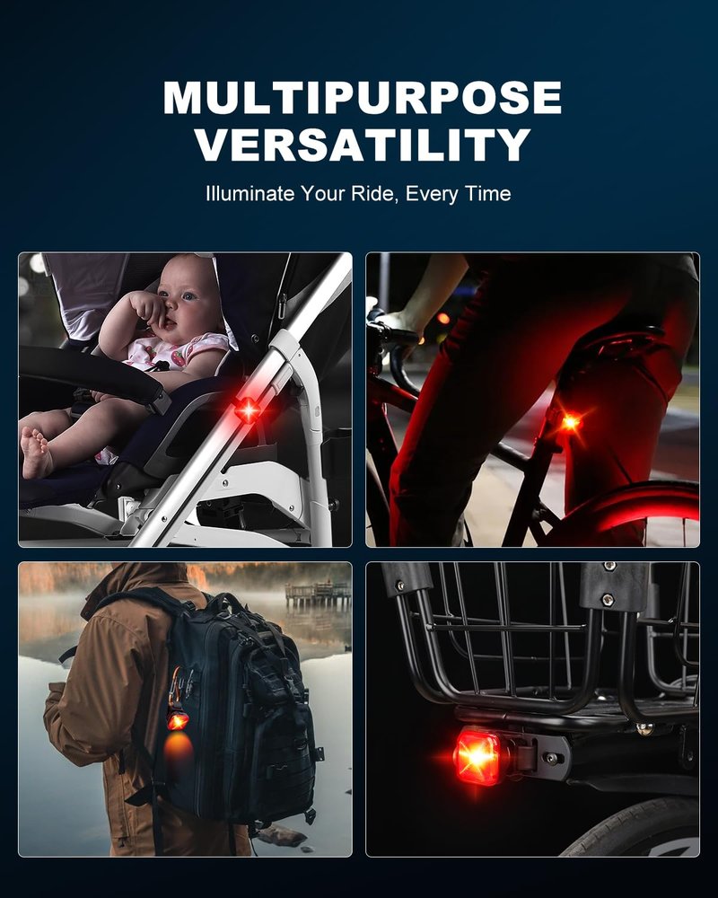 ONVIAN Bike Tail Light for Rear Bike Rack Mounting, USB Rechargeable LED Bicycle Rear Cycling Safety Flashlight, Waterproof Bicycle Tail Light with 5 Light Mode Options for Road Mountain