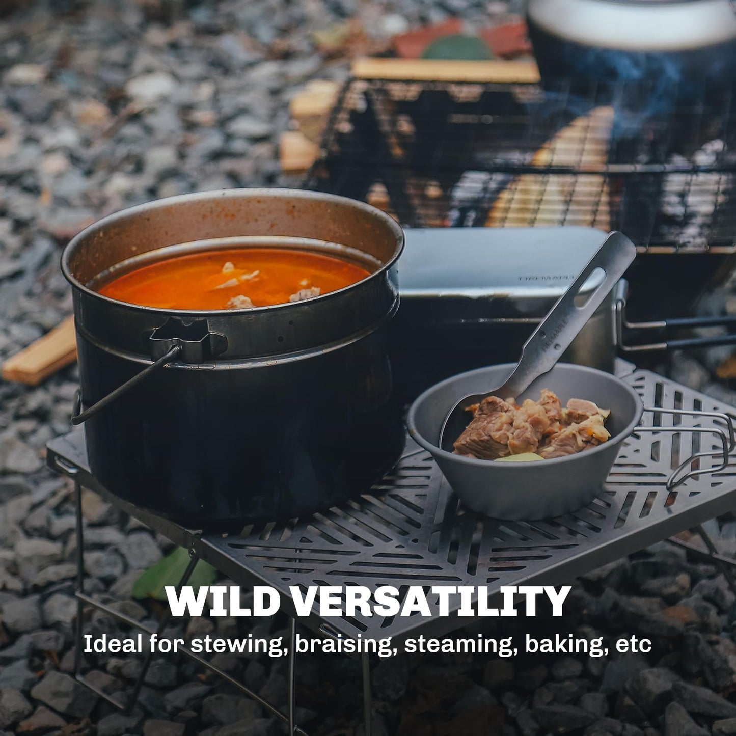 Firemaple Antarcti 1.8L Stainless Steel Pot - Food Grade SUS304 Camping Pot with Steaming Function - Lightweight and Durable for Outdoor Cooking