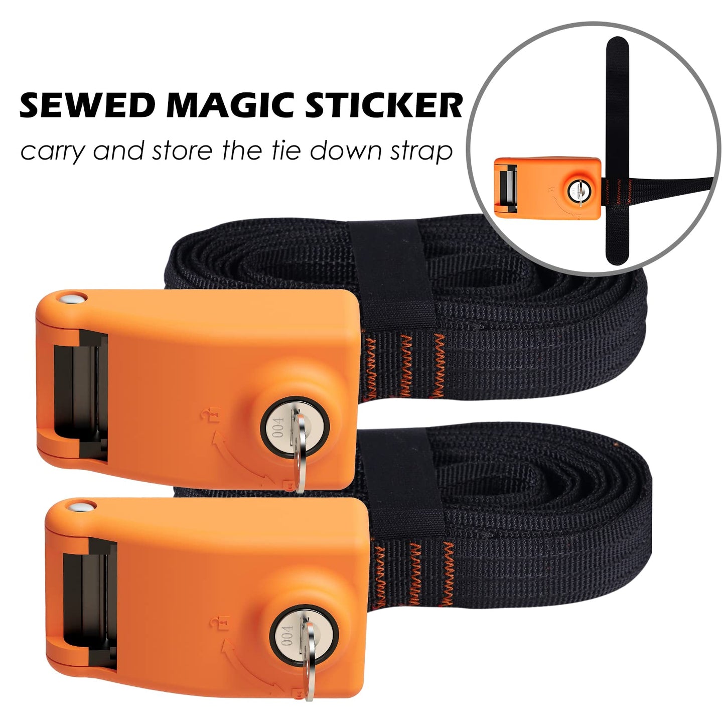 Lovinouse 2 Pack Lockable Tie Down Strap, with 3 Stainless Steel Cables, for Lashing Locking Kayak, Bike, Surfboard, 10 Feet Each