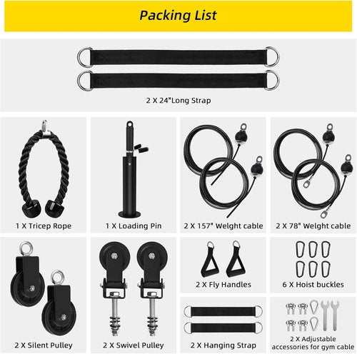 LAT Pulldown Pulley System - Home Gym Cable Machine Attachment for Weight Lifting Workouts