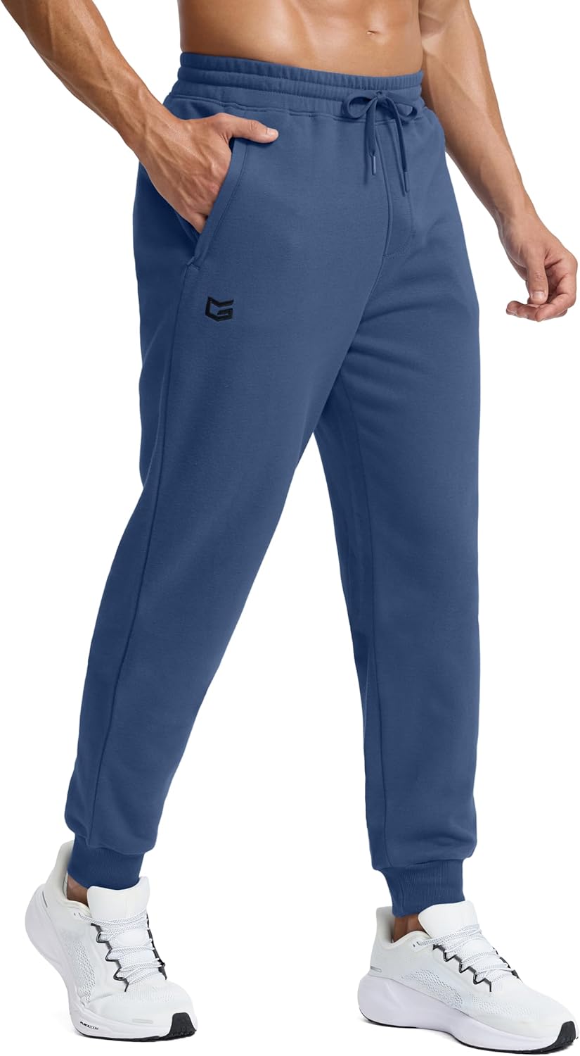 Skiennix Men's Cotton Fleece Joggers - Warm Athletic Sweatpants with Zipper Pockets | Winter Comfort