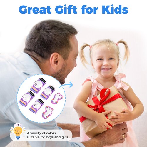 BOSONER Kids Roller and Skate Pads: Knee Pads and Elbow Pads for Kids 3-15 - Protection Gear for Girls/Boys, Purple Star