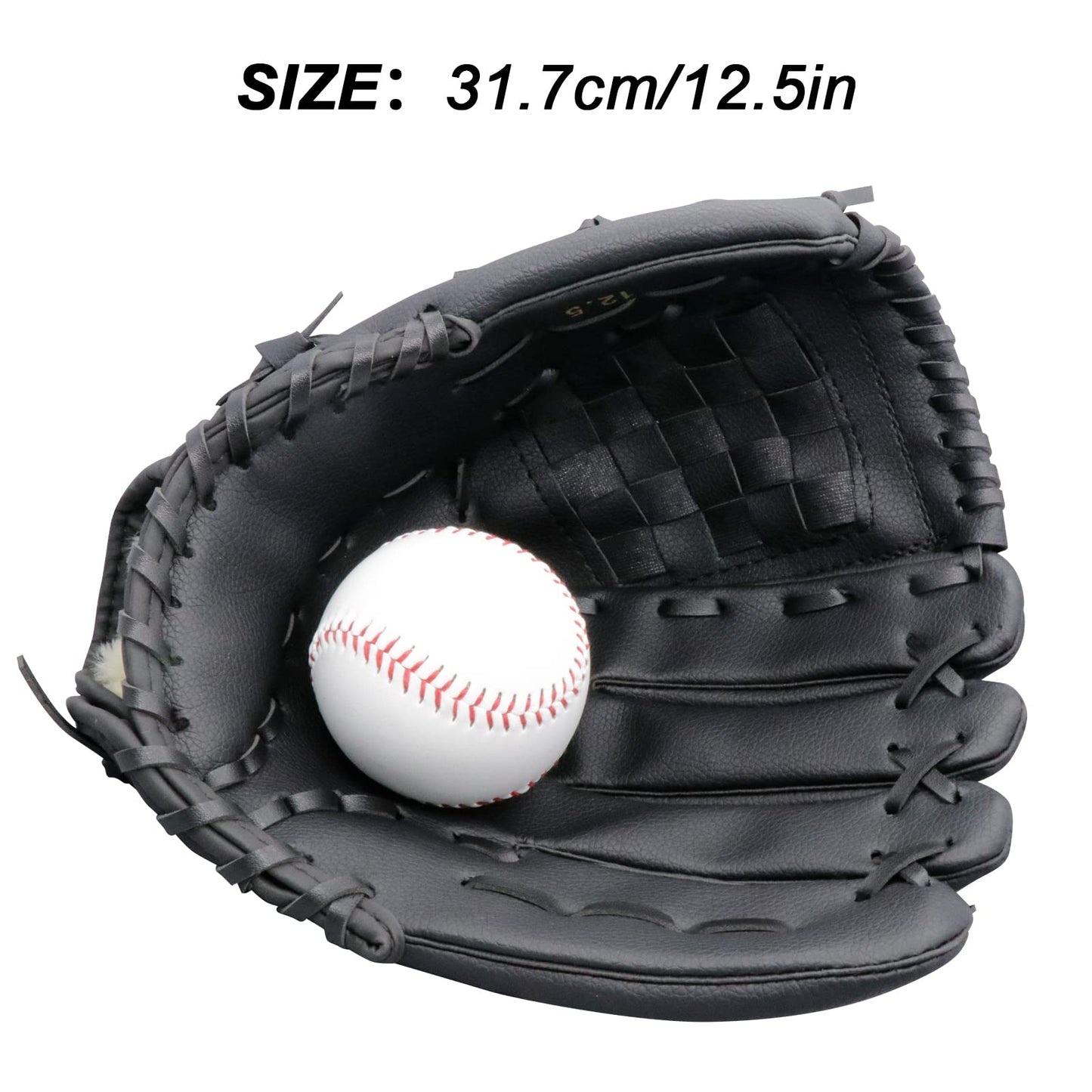 AOUTACC Baseball Gloves Softball Glove,12.5 Player Preferred Wear-Resistant PU Material Softball Fielding Glove,Left Hand Gloves Right Hand Throw for Youth Adult Beginner Infielder-Black Infield