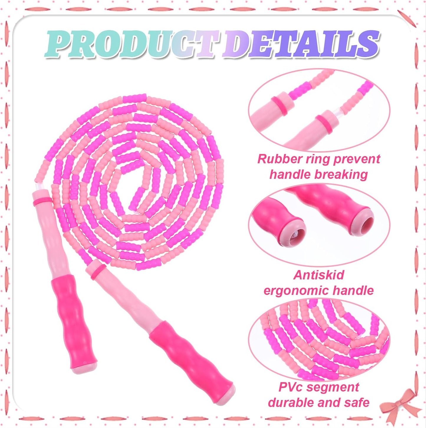 Skiennix 16 Pack Jump Ropes - Adjustable 9.2 Feet Soft Beaded Skipping Ropes for Adults & Kids | Ideal for Workout & Weight Loss