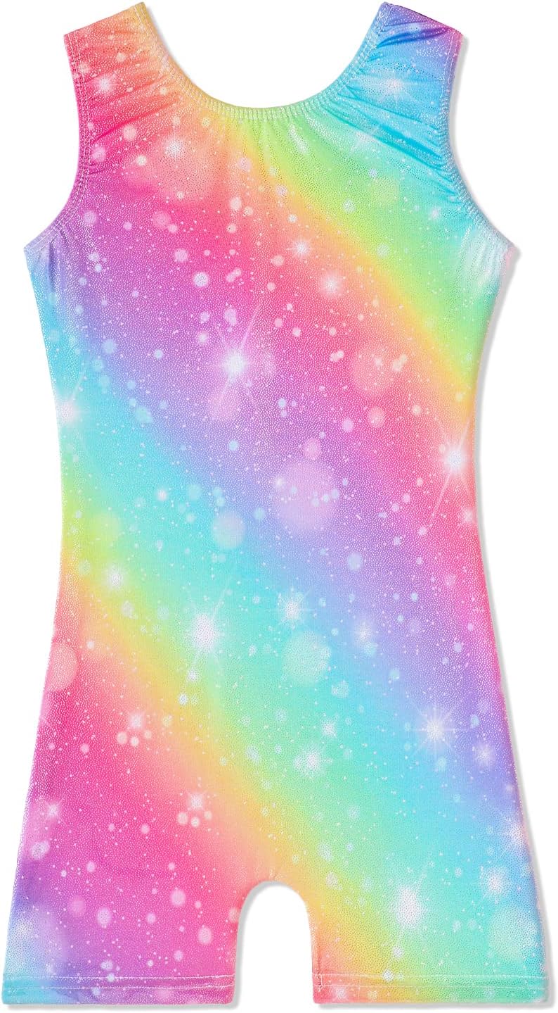 Skiennix Leotards for Girls - Shiny Mermaid Unicorn Design | Toddler Dance Biketards in Blue & Hot Pink