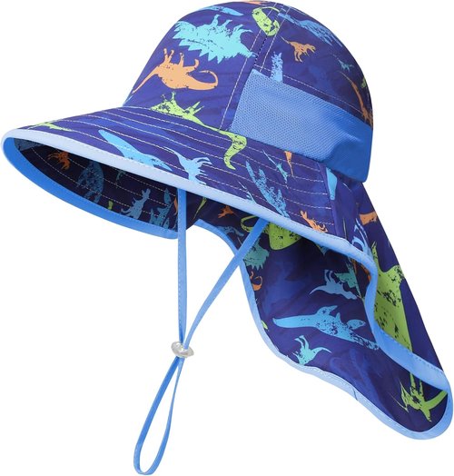 Icolor Kids Sun Hat - UPF50+ Sun Protection Bucket Hat with Neck Flap | Toddler Summer Beach Hat for Ages 3-10