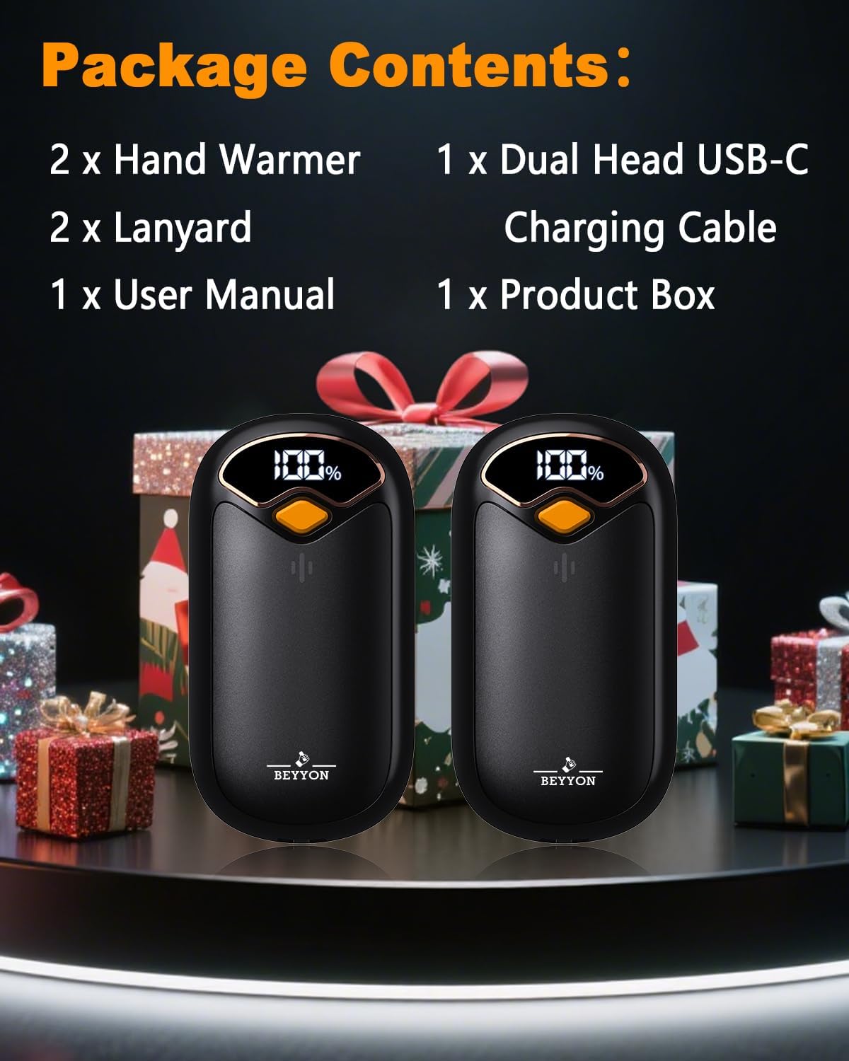 Skiennix Rechargeable Hand Warmers - LED Display, 4 Heat Levels, Portable USB 2-Pack for Golf & Camping