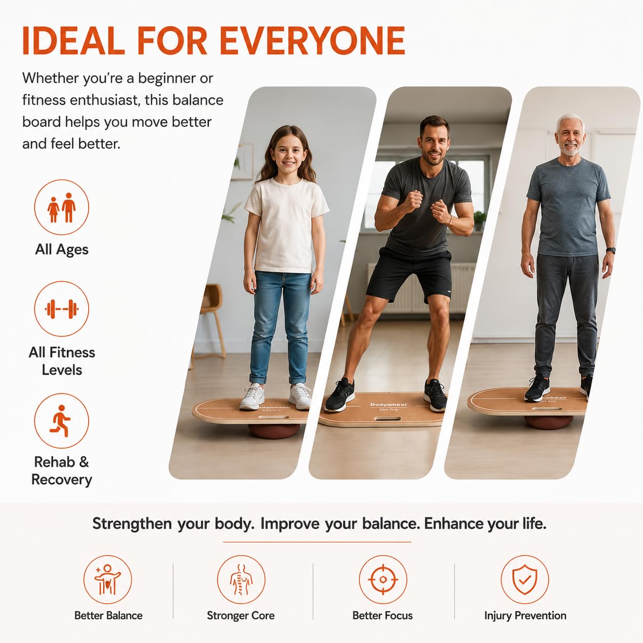 Standing Desk Balance Board - Lightweight & Portable 28"x13" Wobble Board for Active Standing, Improving Balance & Core Strength at Office or Home