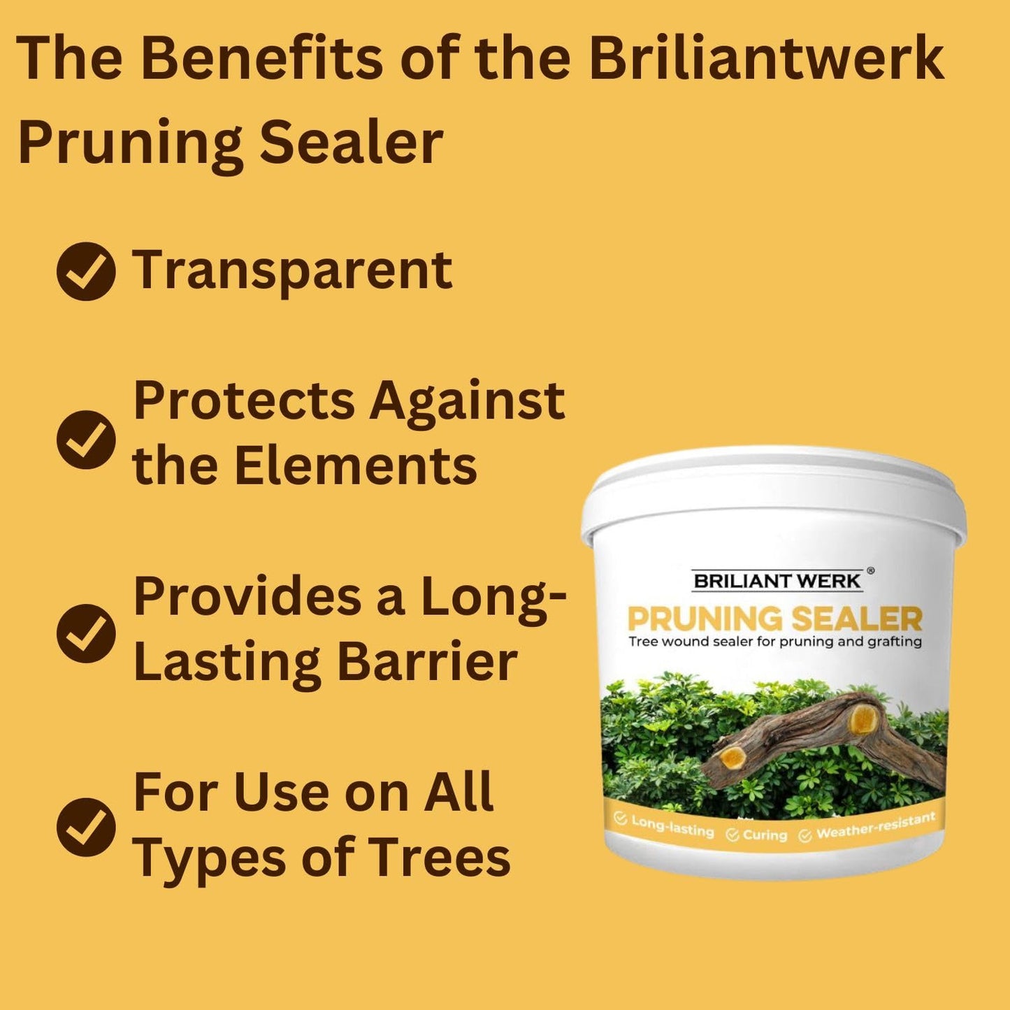 Briliantwerk 28 oz Transparent Tree Pruning Sealer - Tree Wound Sealer - Protective Coating for Pruning Cuts & Grafting Ideal for Tree Bark & Branch Care