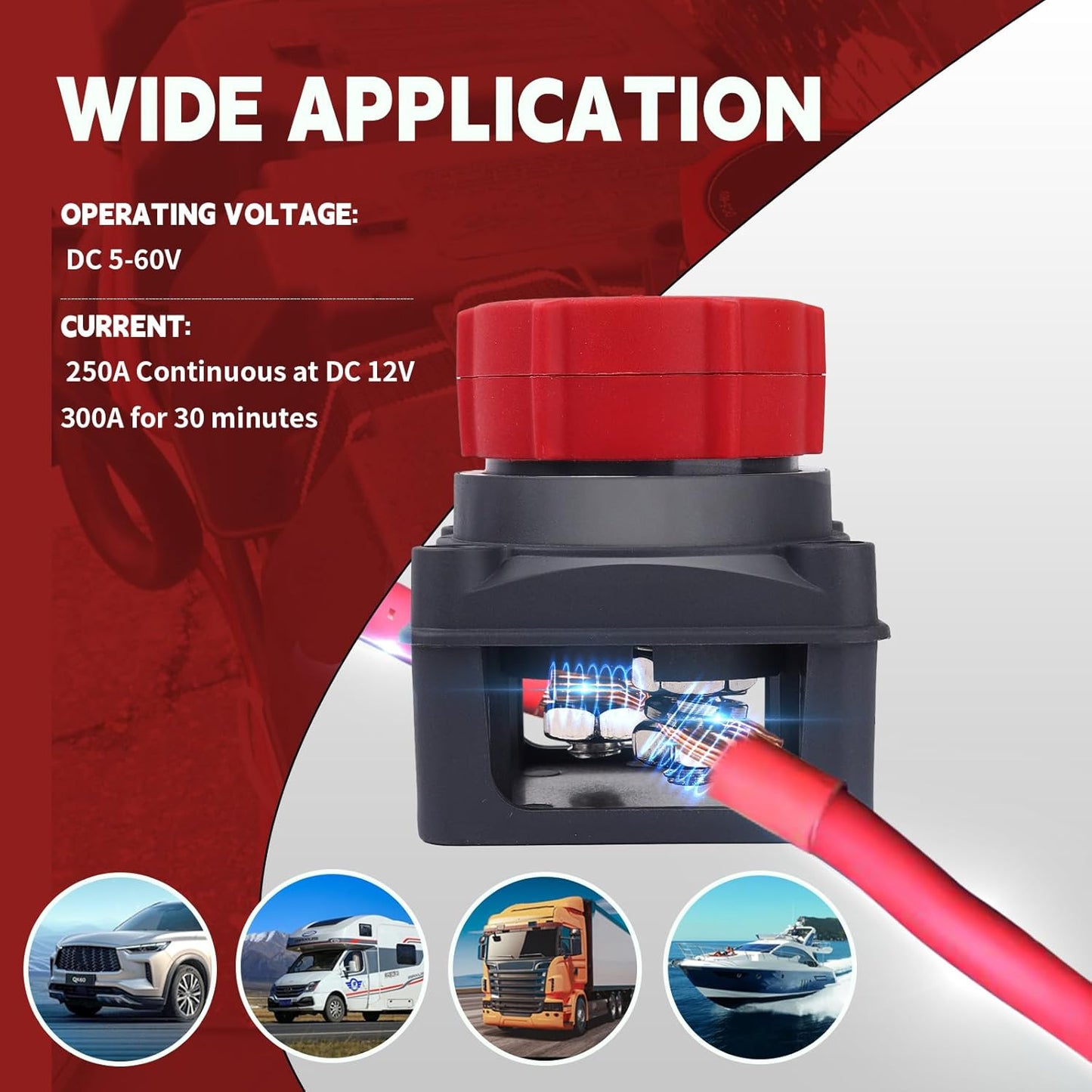 AWBLIN Battery Disconnect Switch - Upgrade with Voltmeter for Marine, Car, Truck, RV | DC 5-60V Isolator