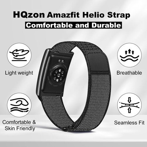 HQzon Hook & Loop Sport Nylon Ankle/Arm/Wrist Band Compatible with Amazfit Helio, Quick Release with Cover Design Bicep Strap for Women Men