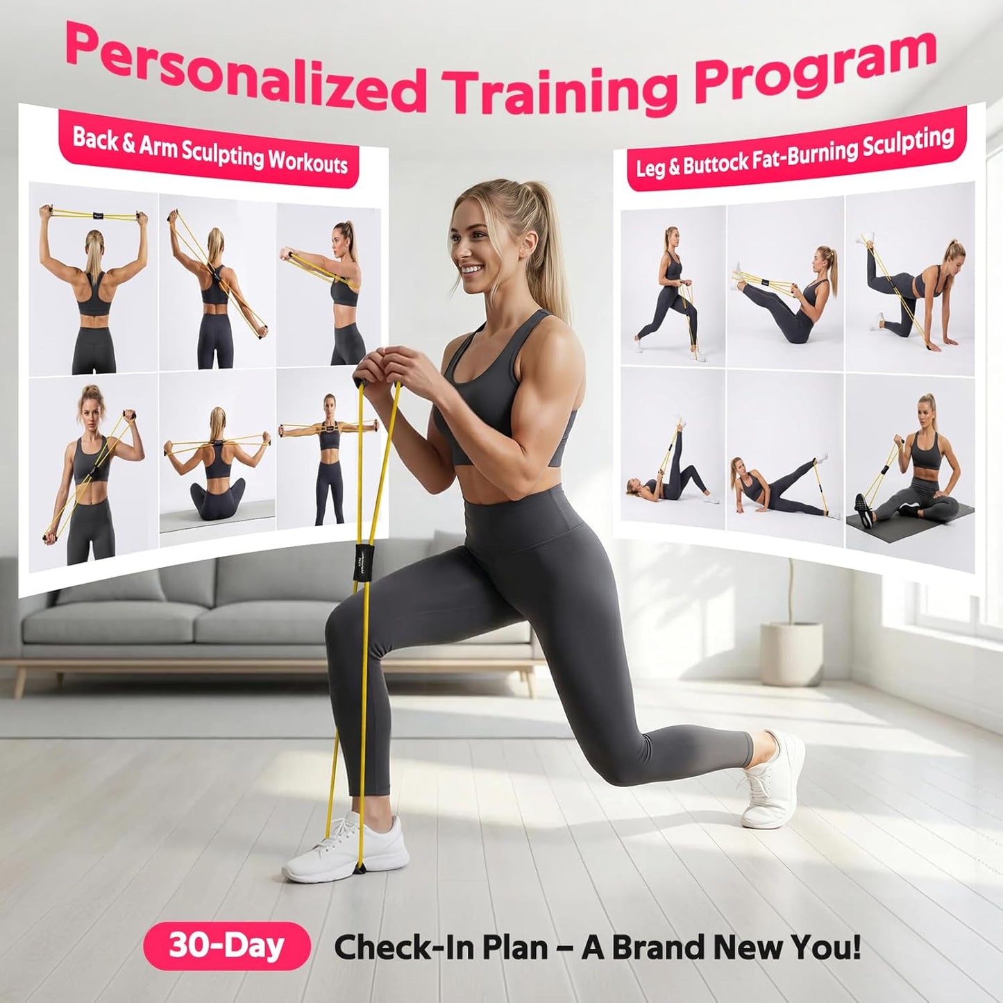 RENRANRING Figure 8 Resistance Bands - Set of 3 Fitness Tubes with Handles for Arm & Shoulder Stretch