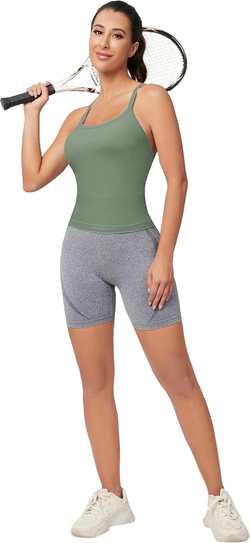 MathCat Workout Tank Tops - Sleeveless Athletic Yoga Shirts with Built-In Bra | Seamless Racerback Design