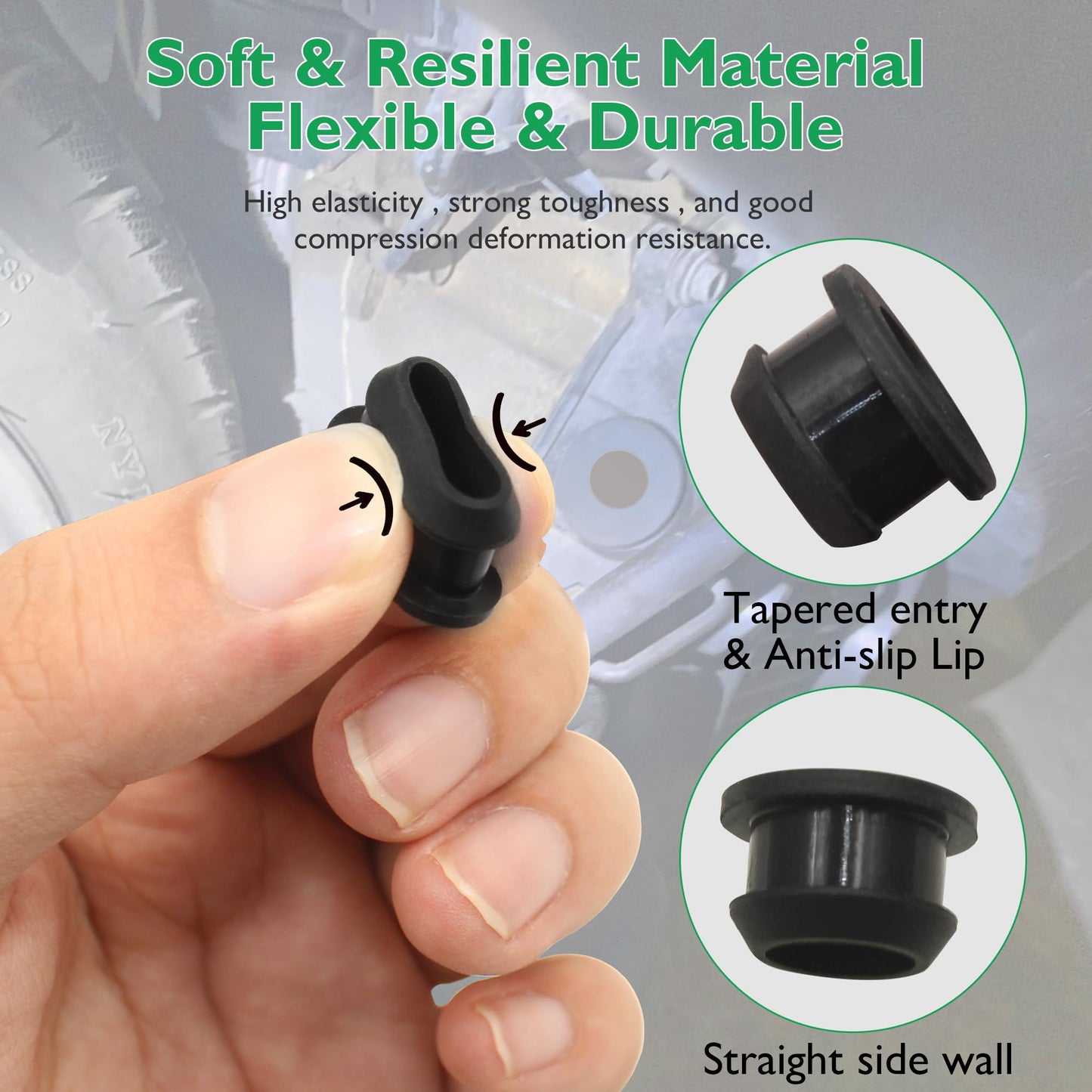 1/2 Inch Drill Hole, 3/8 Inch ID Silicone Rubber Top Hat Grommets for Wiring Automotive Firewall Hole Plug Wire Cable Protector Gasket Seal Ring for Tubing in Hydroponic, Irrigation Systems, 10 pcs