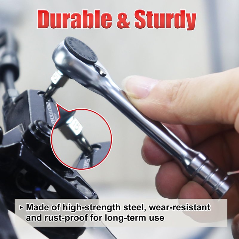 MEIAGO Bike Repair and Maintenance Tool, Bicycle Multi-Tool Kit,13-in-1 Mini Ratchet Wrench Set, Ratchet Reversible &11 Bits, Portable for Home Repair and Travel, Black