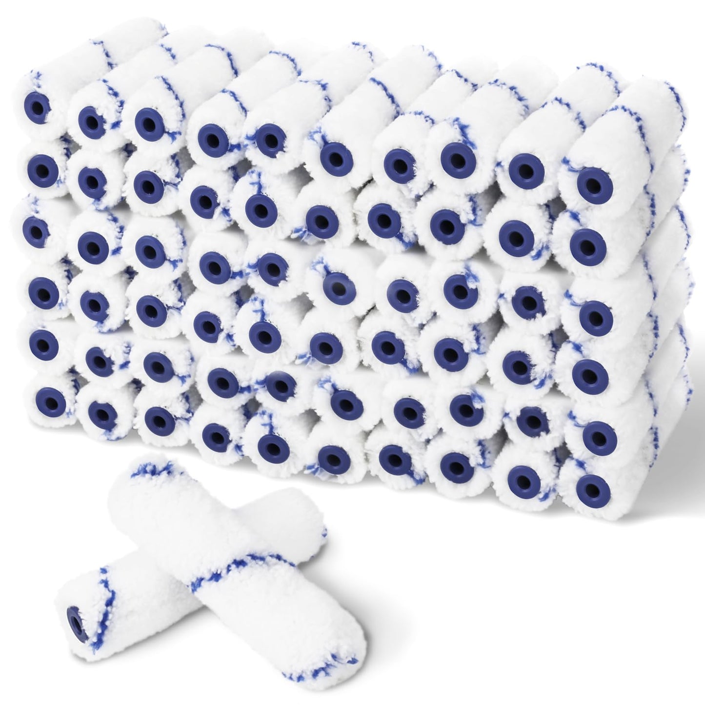 PinStone 4 Inch Microfiber Paint Roller Covers, 1/3" Nap, 60 Pack, Use with All Paints and Stains, Small Paint Roller Naps, Mini Rollers for Walls, House Painting Supplies