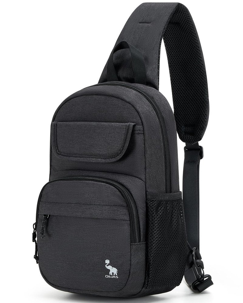 OIWAS Sling Bag Crossbody Backpack for Men, One Strap Backpack Hiking Daypack Chest Bag for Women Large Capacity Water Resistant Shoulder Bags (black)