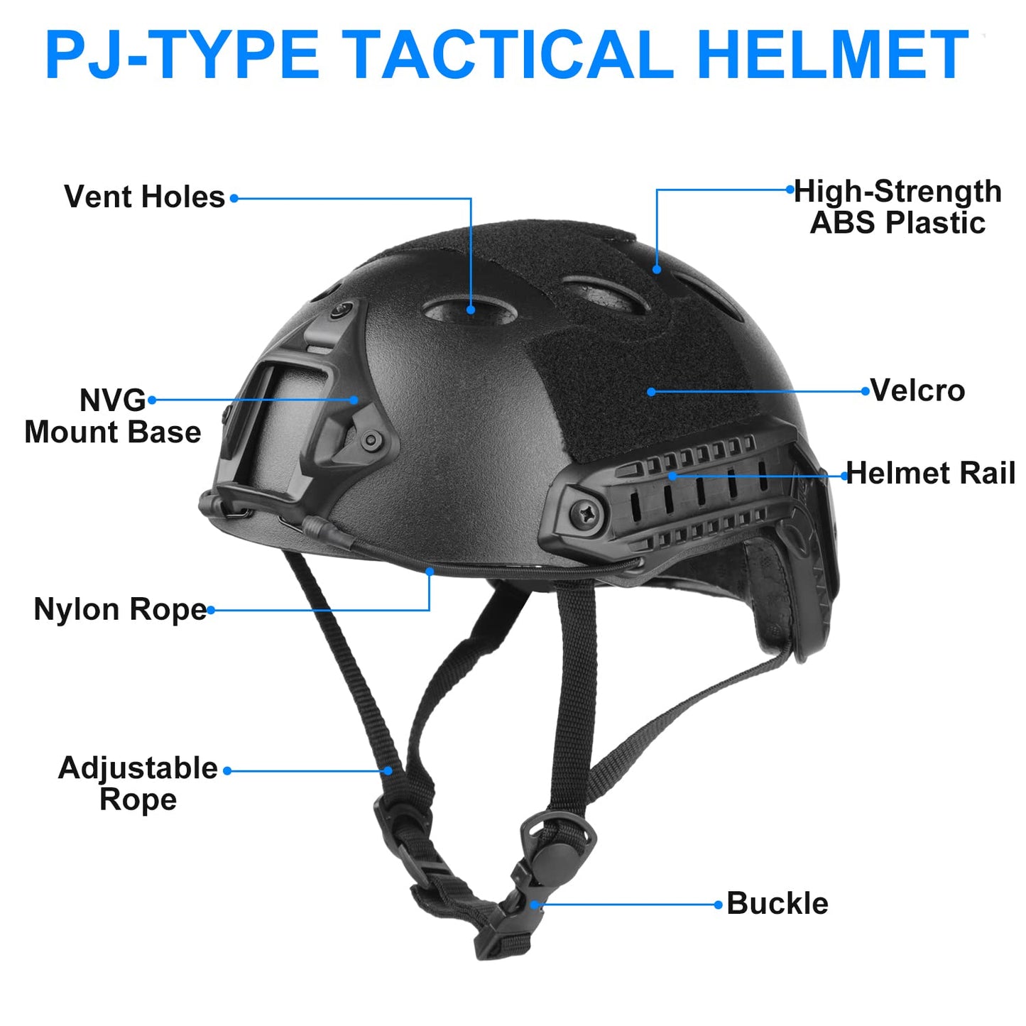 VPZENAR Airsoft Helmet and Full Face Mask,Paintball Black Helmet with NVG Mount Side Rail,Men's Military Costume Tactical Gear(PJ Gray)