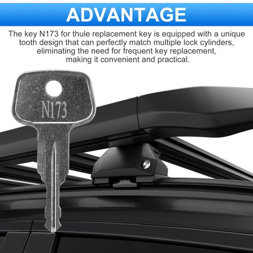 Hugexpen N173 Key Replacement for Thule Rack Core, Key Cylinder for Bike Rack Lock, Roof Cargo Lock, Roof Rack Locks, Cross Bars, Towers, Ski Rack Etc
