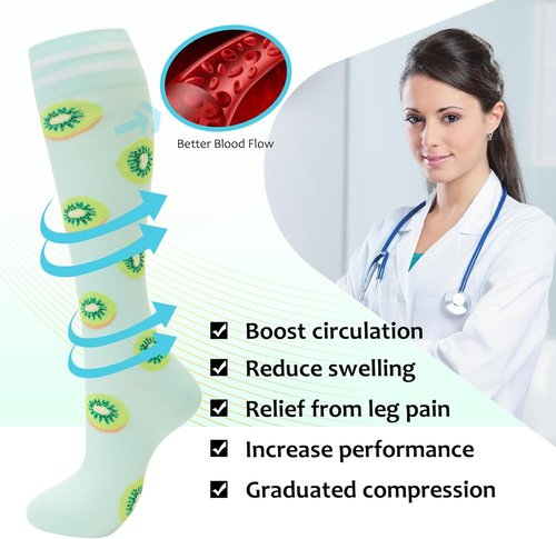 Fenglaoda Compression Socks - Support Circulation for Men & Women | 6 Pairs for Nurses & Travel