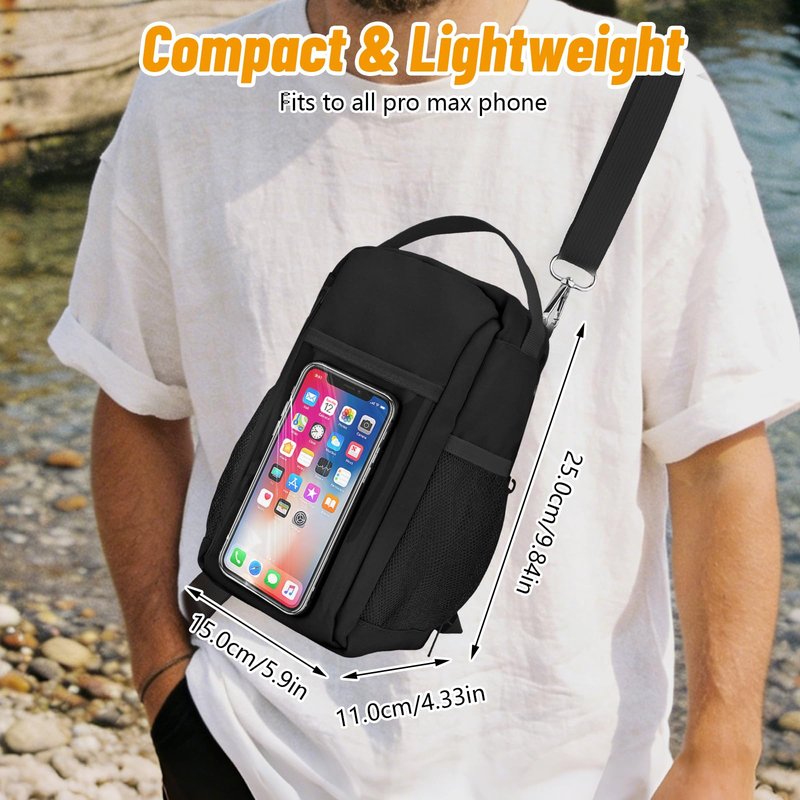TOUGHMATE Magnetic Gym Water Bottle Bag with Strong Magnet Holder for Men and Women, Small Carrying Pouch for Phone Keys and Earbuds, Secure Metal Attachment for Gym and Sports Use - Black