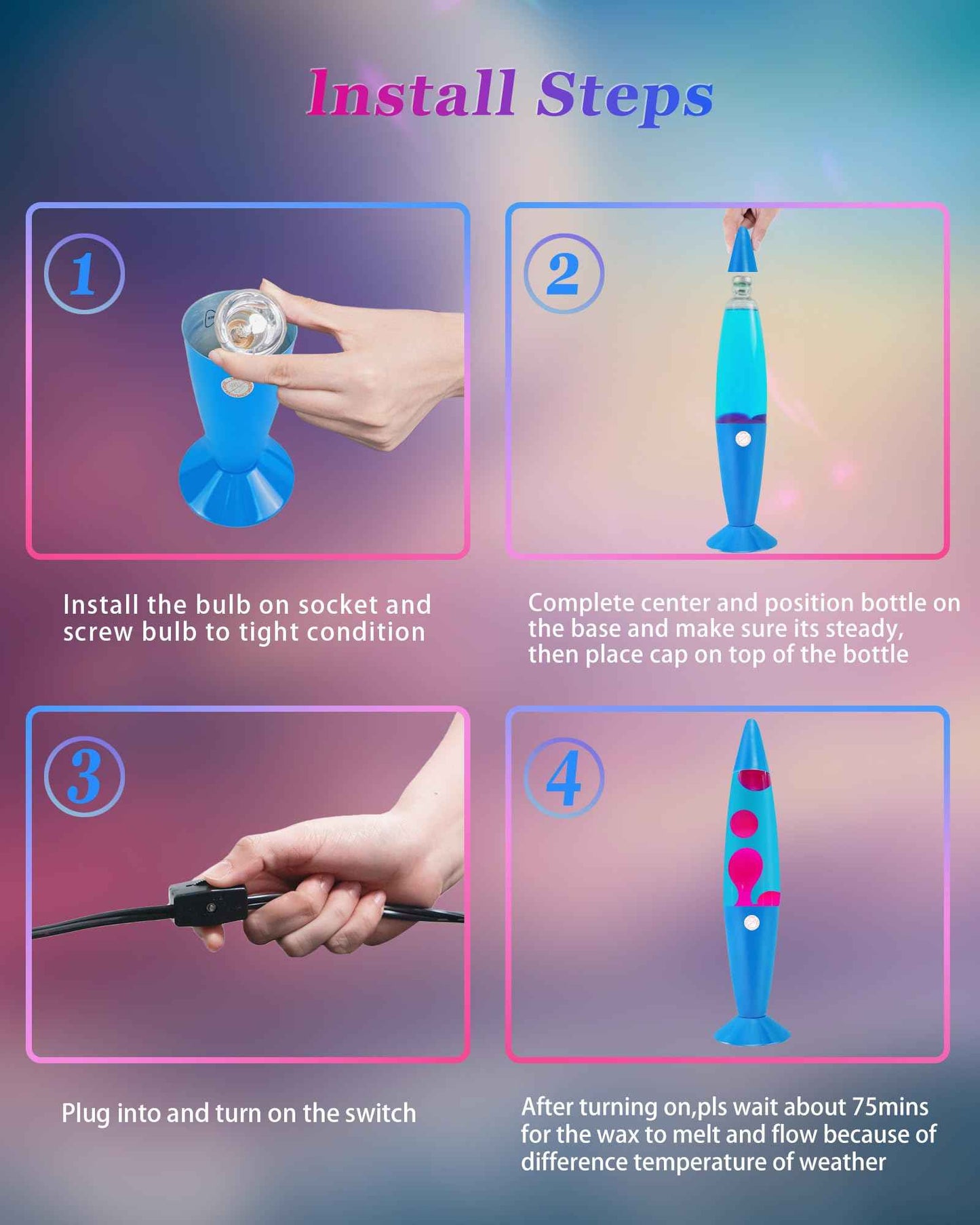 Vanful Liquid Motion Lamp Large Adored by Adults and Kids for Years, Motion Lamp with Pink Wax in Blue Water for Boys Girls Bedroom Office Decor, Relaxing Mood Light for Night Birthday Party