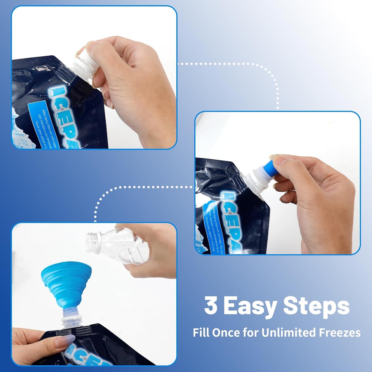 Reusable Ice Packs for Coolers - 5 Pack Freezable Gel Packs for Lunch Box, Camping & Medical Use - Leakproof & Long-Lasting
