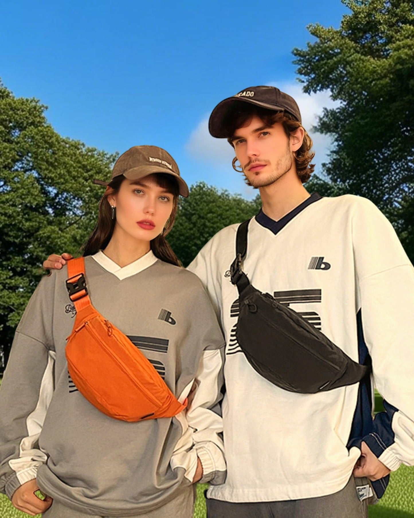 HAUMAUH Fanny Pack Women Men Waist Packs | Bum Bag Bumbag Travel Outdoors Urban Commute Festival (Orange)