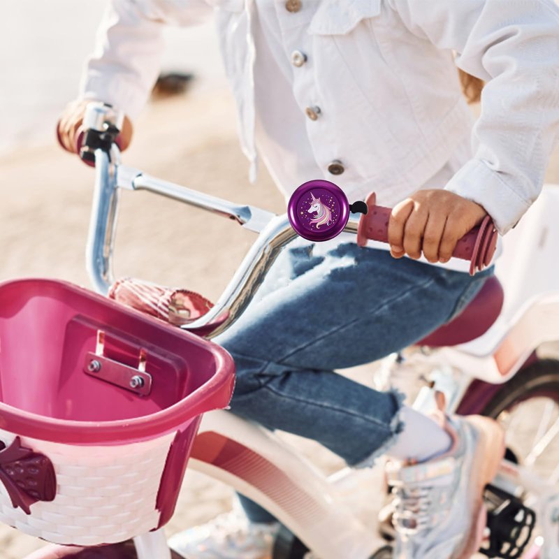 Unicorn Bike Bell for Girls, Purple Pink Bike Bell for Bicycle Scooter Bike Accessory(Purple)