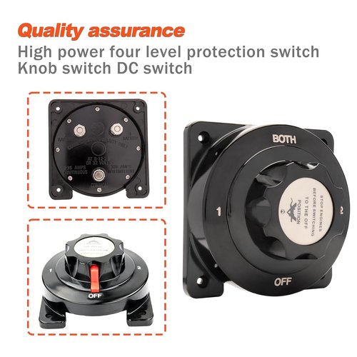 Marine Heavy Duty Dual Battery Selector Switch - Boat Safety Disconnect Isolator for Power Cut Off