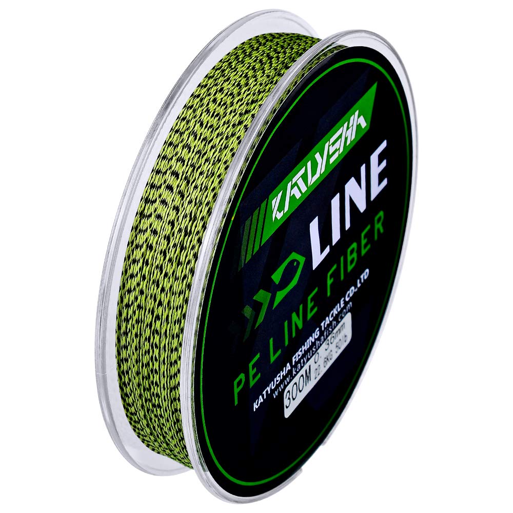 KATUYSHA Braided Fishing Line, Abrasion Resistant Zero Stretch Braided Lines 4 Strands Super Strong Superline 8Lb Test 328 Yards