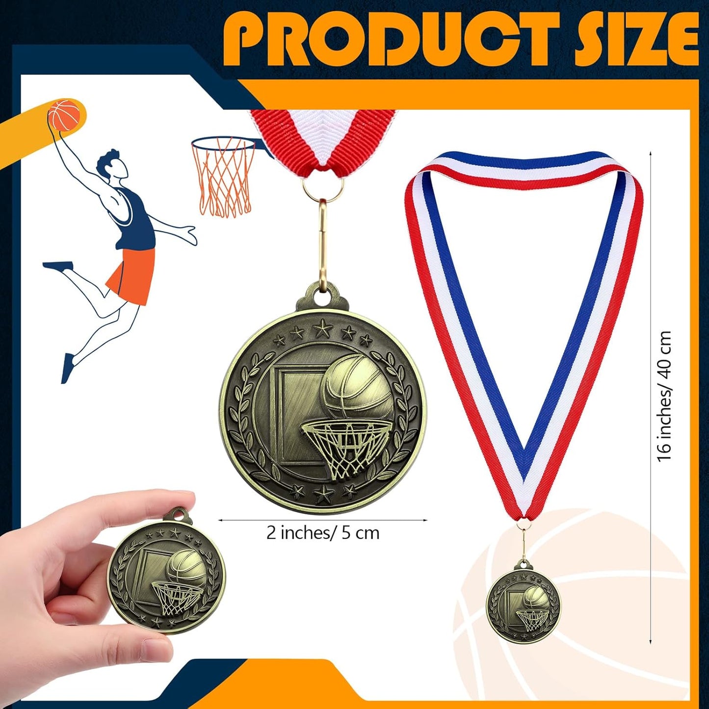 Misdary 12 Pack Medals - Team Participation Trophies with Neck Ribbons for Kids Sports Awards