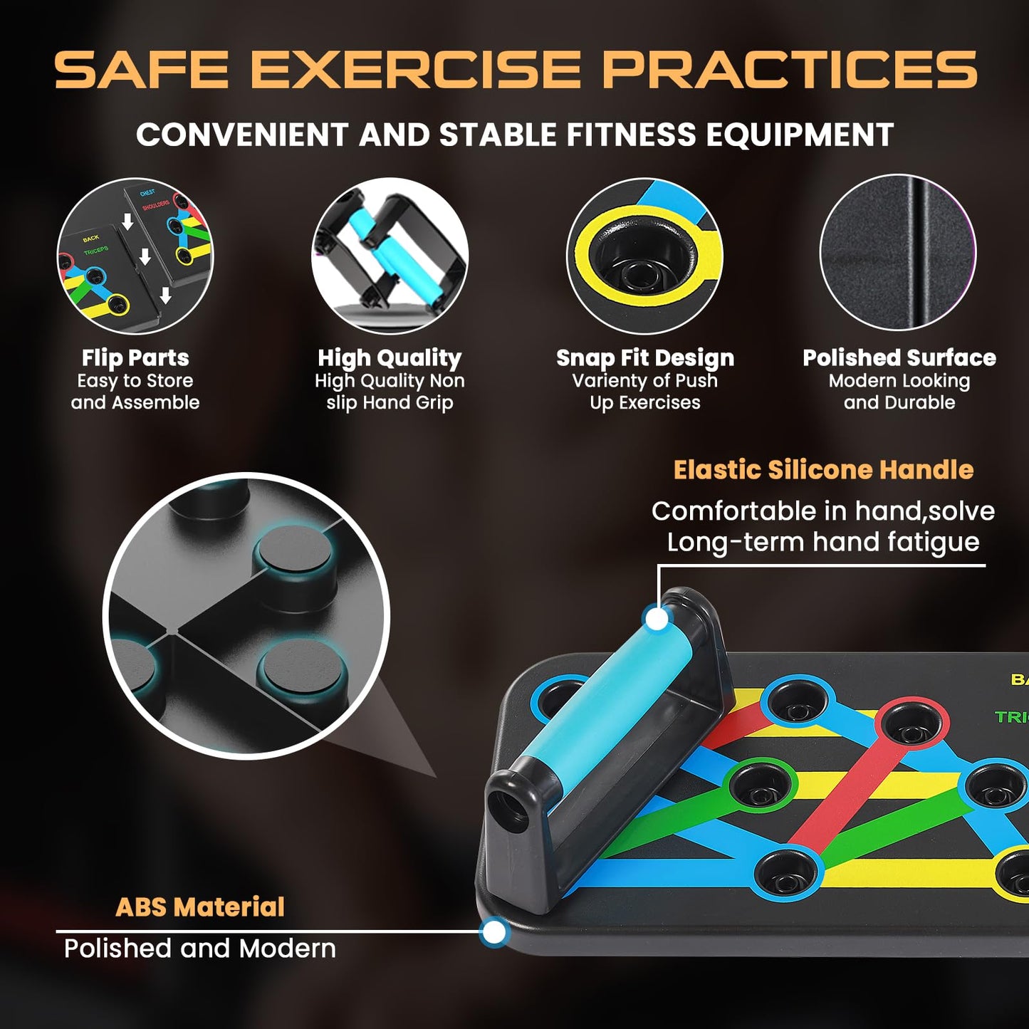 Push Up Board with Adjustable Jump Rope | Push Up Board for Men & Women | Multi-functional Push Up Bar System | Perfect Pushup Board for Exercise | Home Workout Equipment (9 in 1 Black)