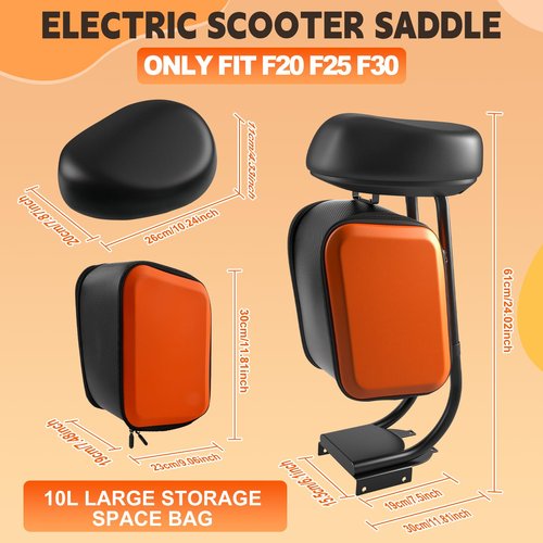 Kistrba Scooter Seat with 10L Large Storage Bag & Cup Holder, Compatible with Ninebot F20 F25 F30 F40, Enhanced Comfort & Convenience for Adults