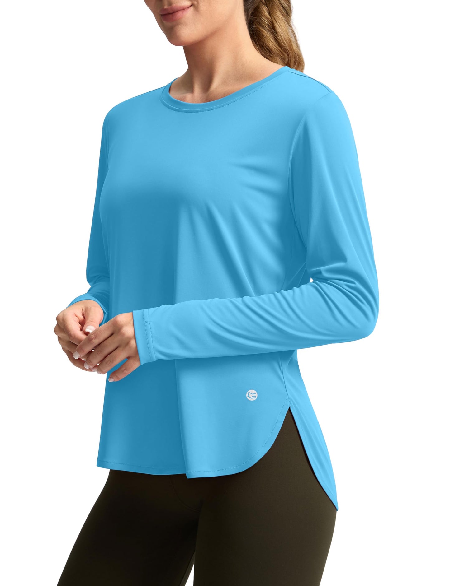 Women's Sun Shirts UPF 50+ Long Sleeve UV Protection Shirt Lightweight Quick Dry Workout Hiking Tops for Women(Sky Blue,L)