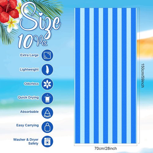 EBOOT Oversized Beach Towel Set - Extra Large Quick-Dry Microfiber Pool Towels | 36 x 72 Inch, Mixed Colors