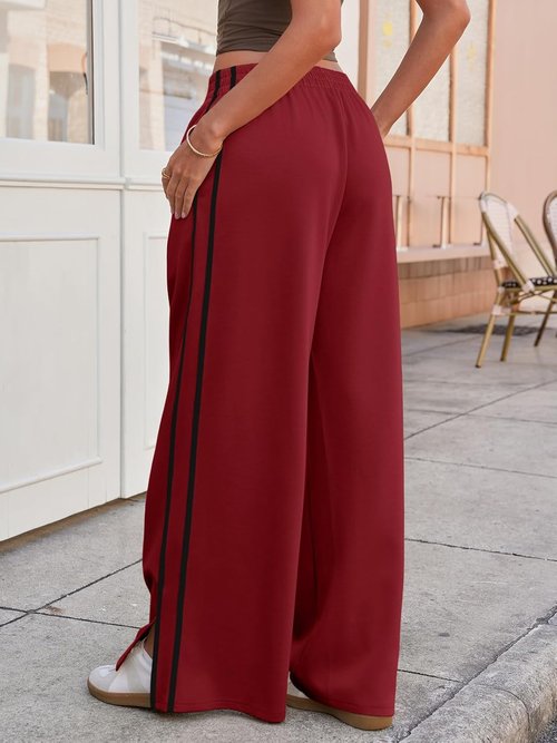 Fisoew Women's Wide Leg Pants - Casual Baggy Sweatpants with Pockets & Side Slit | Comfortable Fit