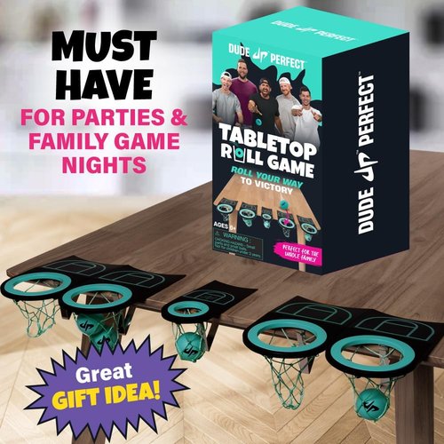 Dude Perfect Tabletop Roll Game - Fun Target Toss for Kids & Adults | Perfect for Family Game Night, Ages 6+