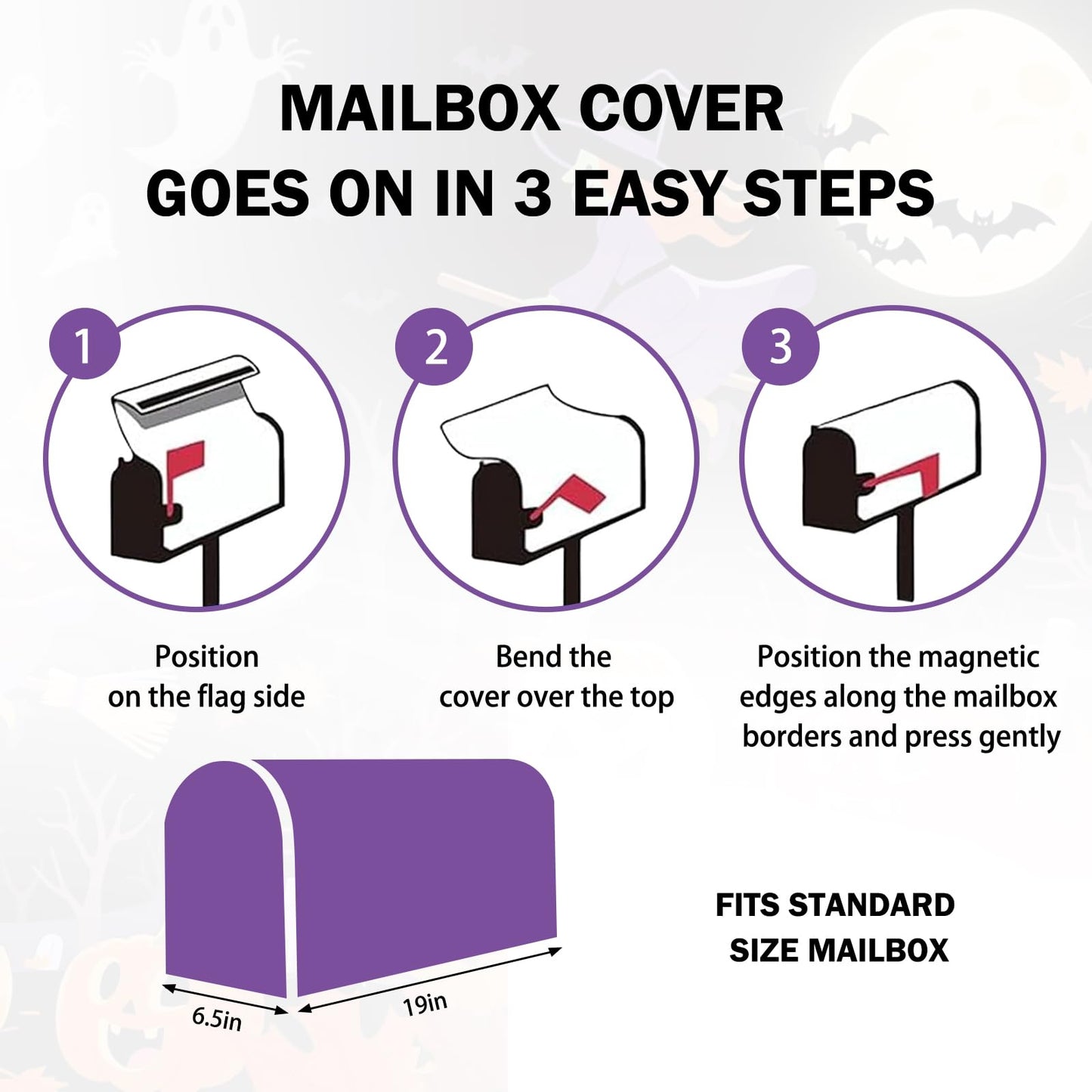 Halloween Pumpkin Mailbox Covers Magnetic Standard Size 21"x18" Happy Halloween Decorations Scary Night Ghost Witch Mailbox Wraps Fall Letter Post Cover for Holiday Home Garden Yard Outdoor Decor