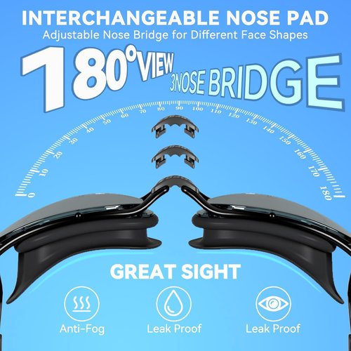 COPOZZ S3 Swim Goggles for Adult, Swimming Goggles Clear Vision Anti Fog UV400 Protection No Leaking for Men Women Youth