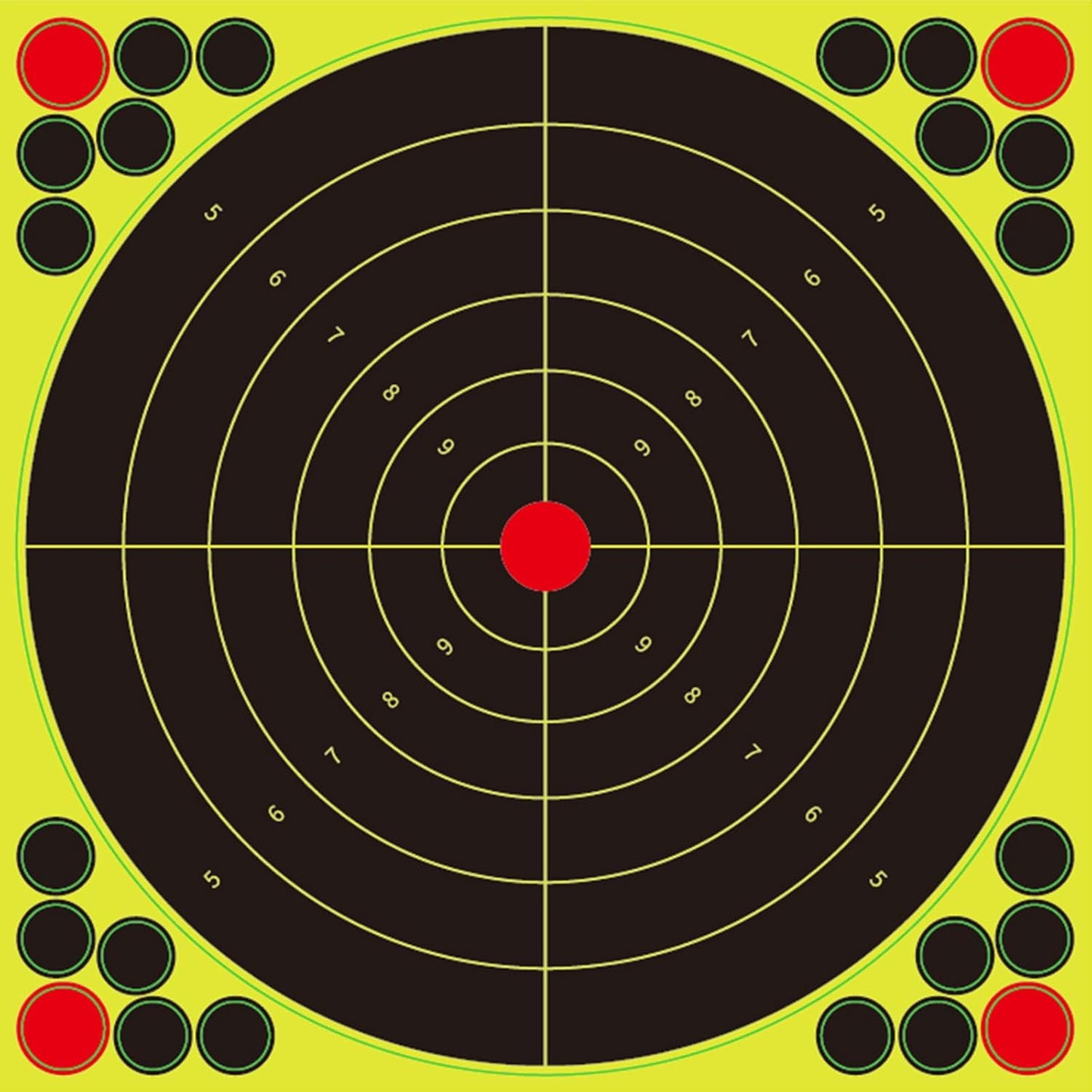 Reactive Fluorescent Shooting Targets by Splatter - 12x12” Adhesive Feedback Stickers with Repair Patches for Range Training