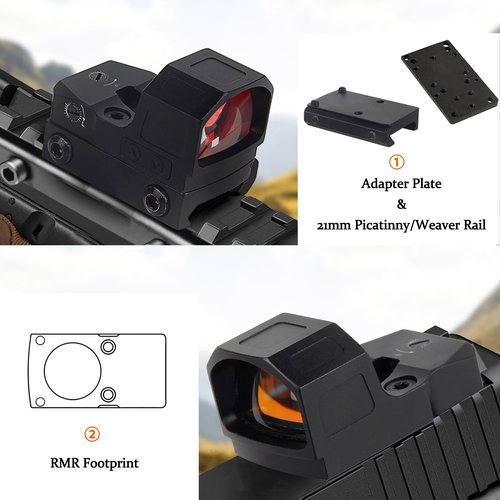 KASENTE Motion Awake Red Dot Sight, Compact Pistol Optics for RMR, 3MOA Reticle, 7 Brightness Levels, Includes Adapter Plate and 21mm Picatinny Base