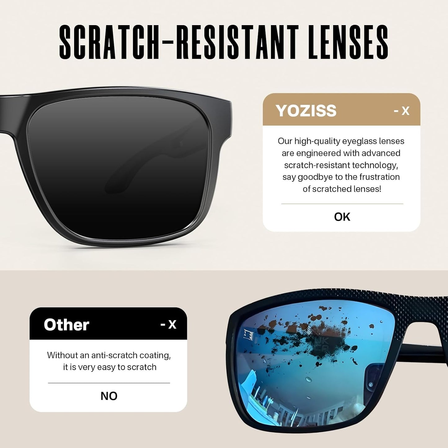 Polarized Sunglasses UV400 - Lightweight Square Frame for Men & Women | Ideal for Driving, Cycling, and Outdoor Activities