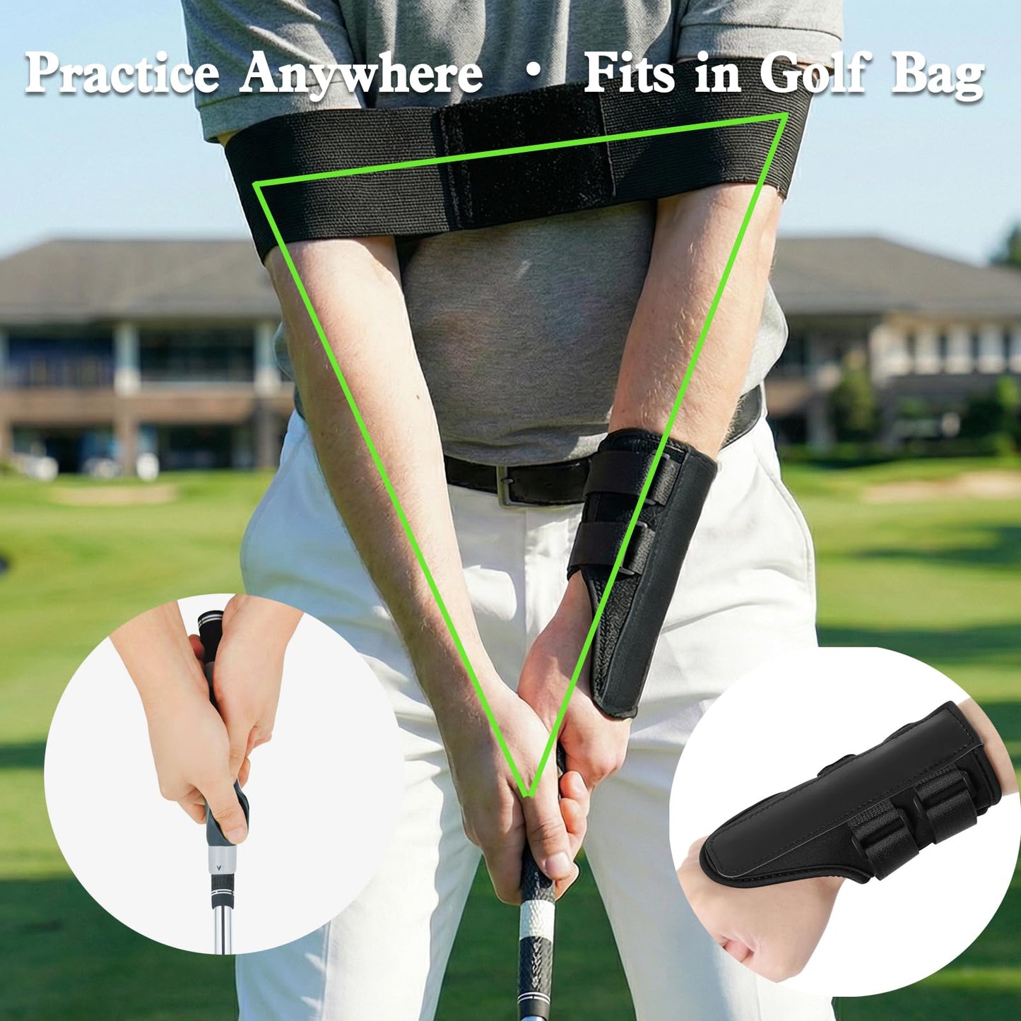 MIKIPLUM Golf Training Kit with Arm Band, Wrist Strap & Grip Trainer, Golf Wrist Training Aid for Swing Alignment, Muscle Memory and Warm-Up, Indoor/Outdoor Gift for Beginners, Men & Women
