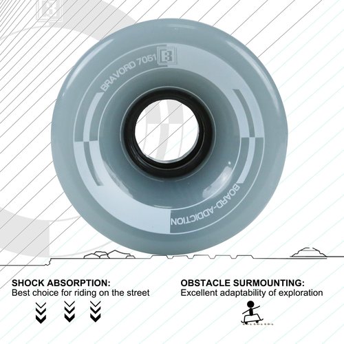 BRAVORD Longboard Wheels 70MM 82A Professional Cruising Wheels for Cruisers and Longboards– Set of 4