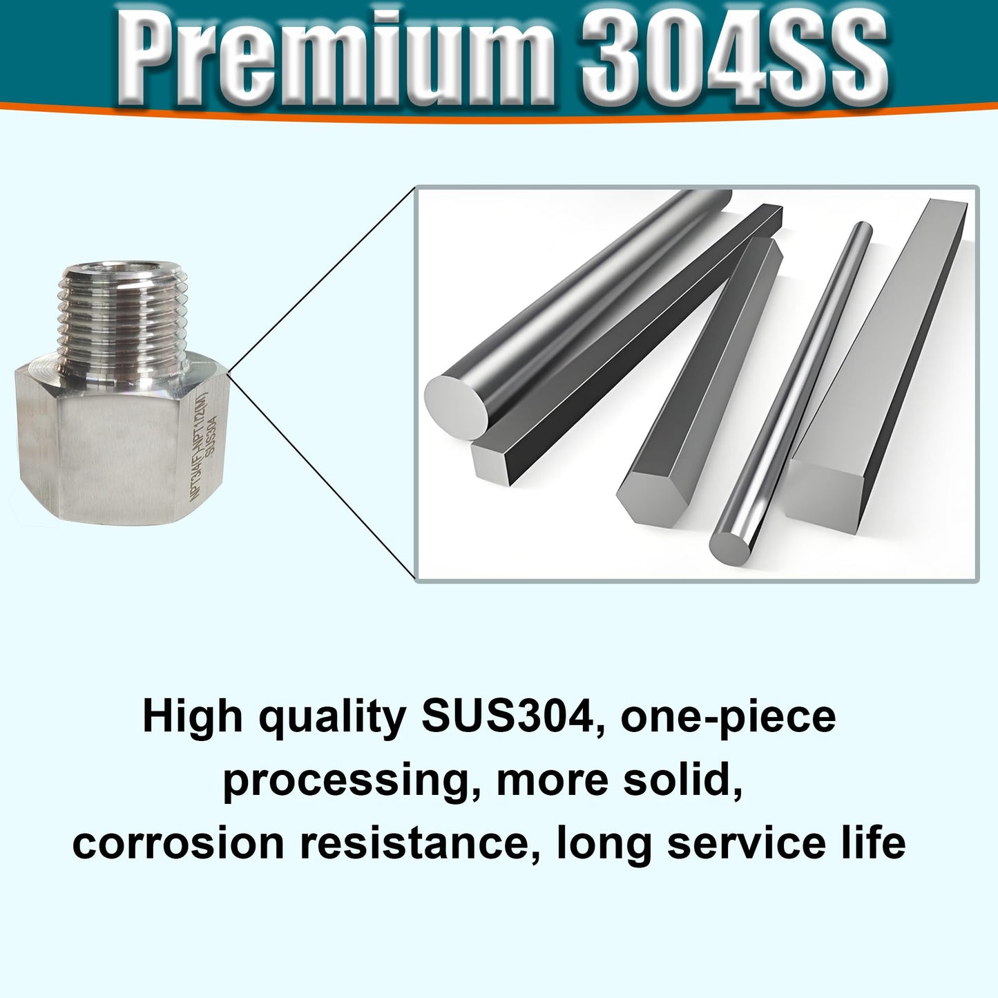 1/4" Male to 3/8" Female Reducer Adapter Pipe Extension Connector, 304 Stainless Steel 3/8" NPT Female x 1/4" NPT Male Reducing Pipe Fittings