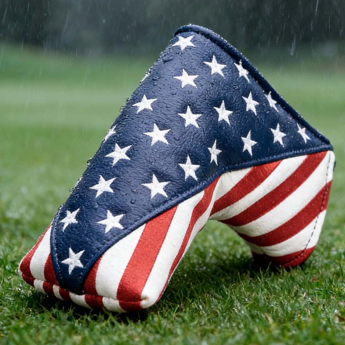 PLUSKER USA Golf Blade Putter Cover - Magnetic Stars and Stripes Leather Protector for Golf Course