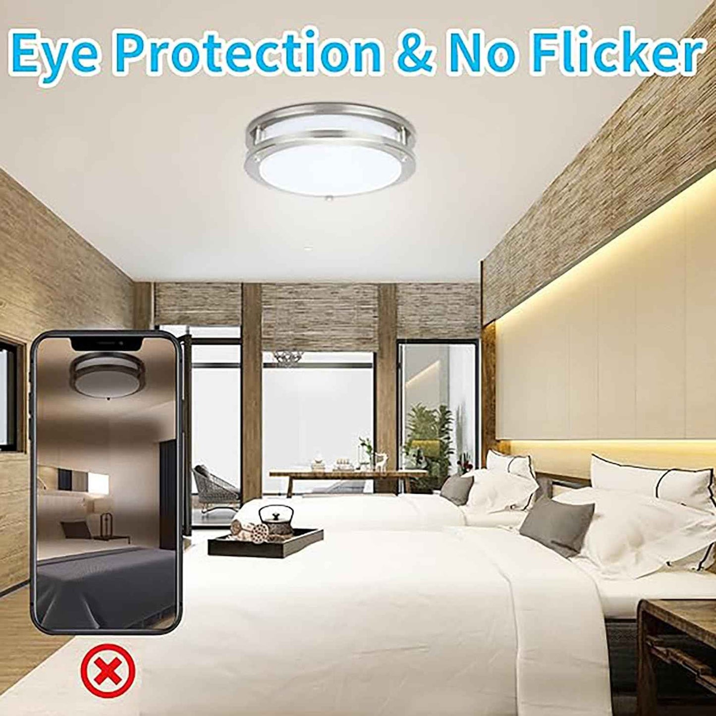 Drosbey 36W Dimmable LED Ceiling Light Fixture, Flush Mount Ceiling Lights for Kitchen, Bathroom, Bedroom, Hallway, 2700K/3000K/3500K/4000K/5000K Adjustable, 400W Equivalent