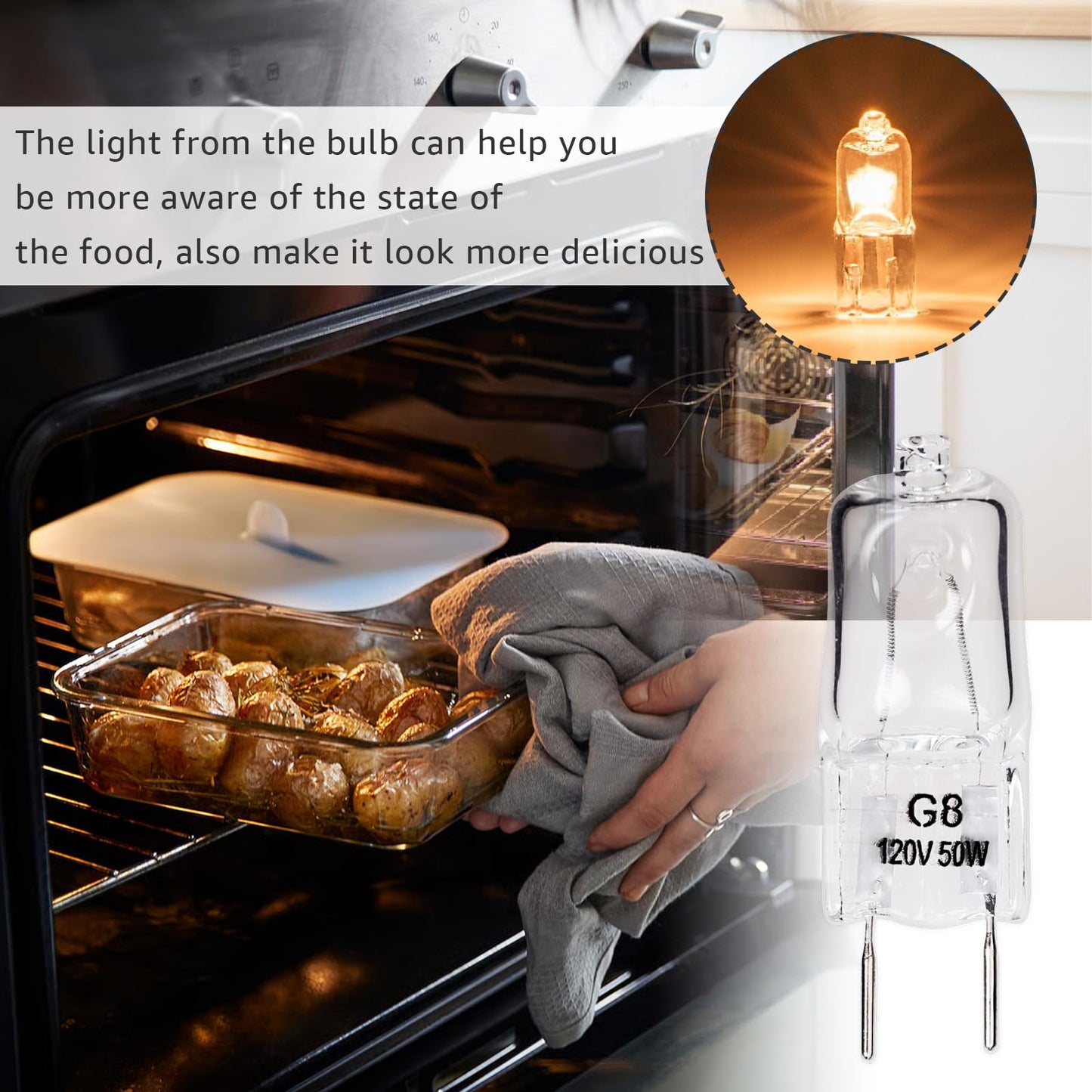 Norward for LG 6912A40002J Microwave Lamp Halogen Light Bulb Compatible with LG Kenmore LMV2031ST LMV2031BD 83543, 120V 50W G8 Microwave Light Bulb Replace 2025028 AH3610037 EA3610037 PS3610037, 2Pcs